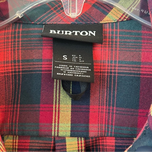 BURTON New without tags, Spring Ride Flannel Button Down Shirt Small - Picture 9 of 9